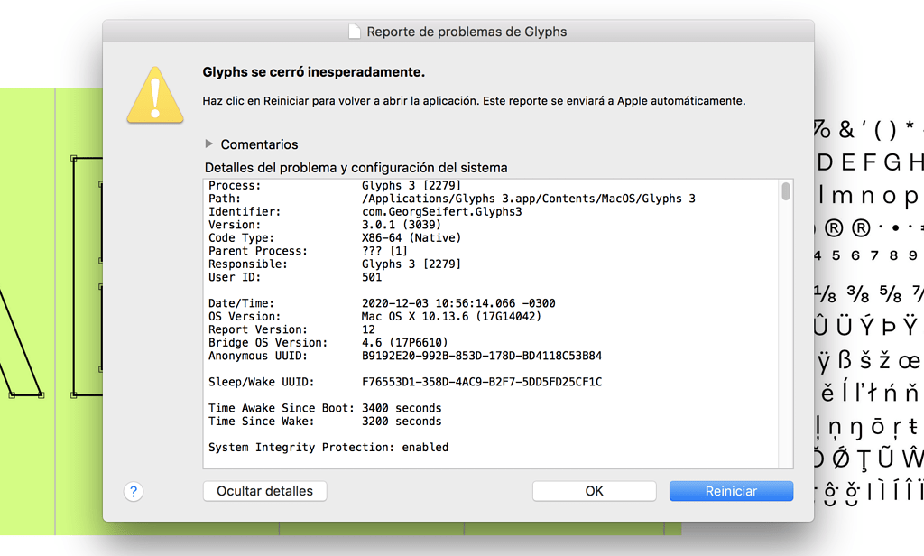 Glyphs 3 Crash In High Sierra Glyphs Glyphs Forum