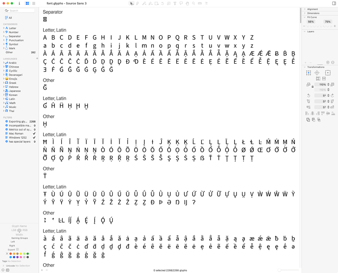 Glyphs 3 Display Problems In The Font Tab Glyphs Forum