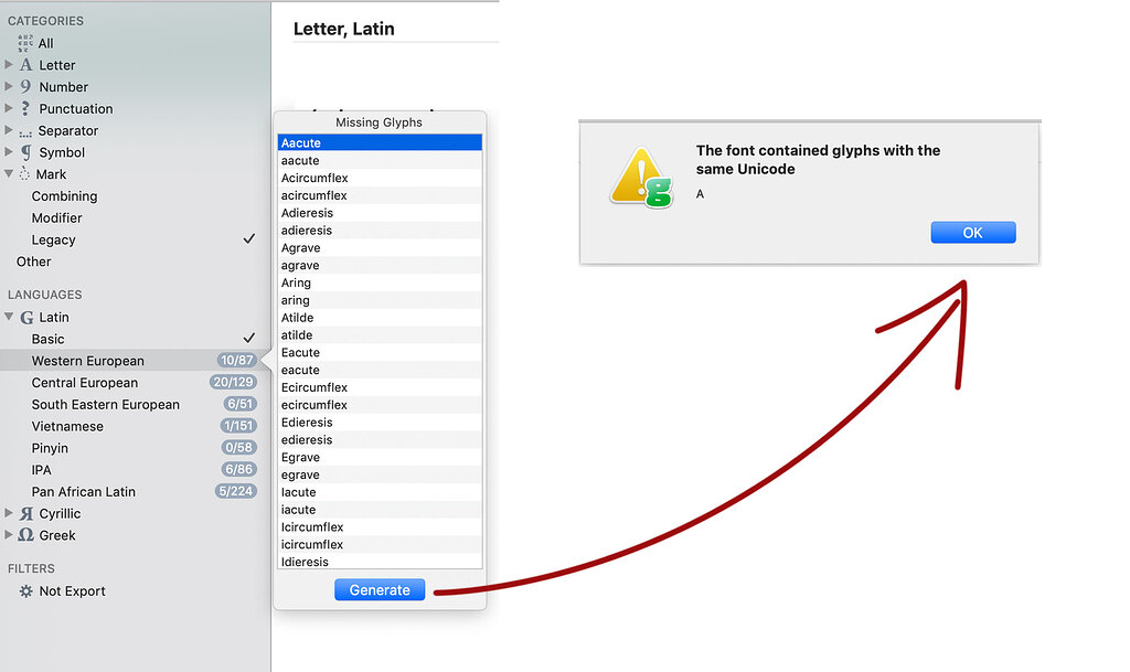 Error 'the font contains glyphs with the same unicode' - Glyphs ...