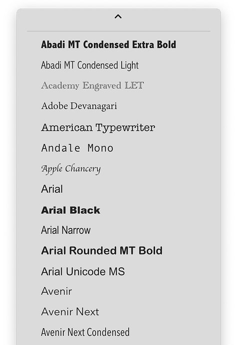 Quick font picker