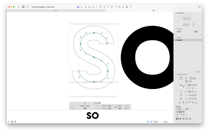 Different stroke curve with Glyphs 2