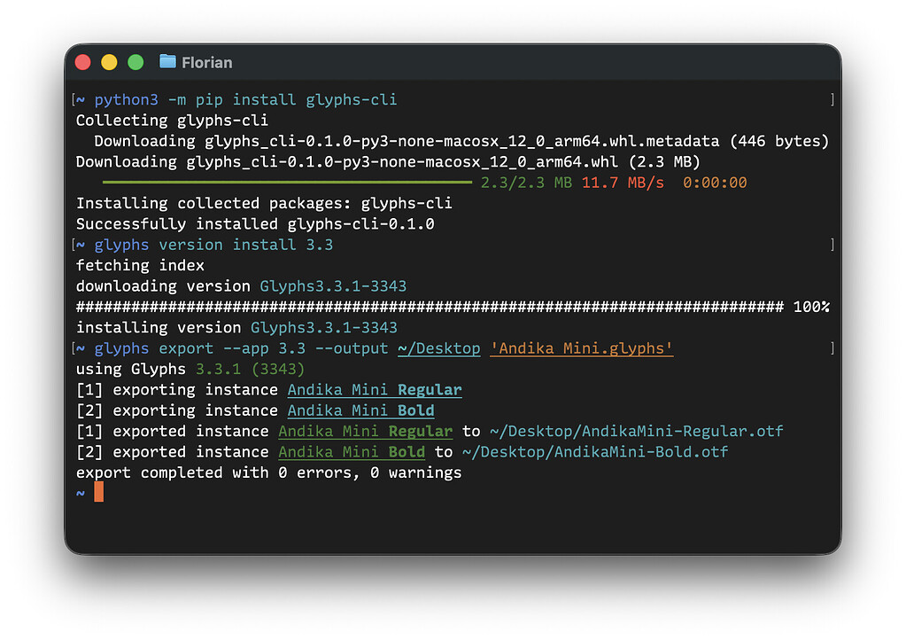 Command-line tool for Glyphs