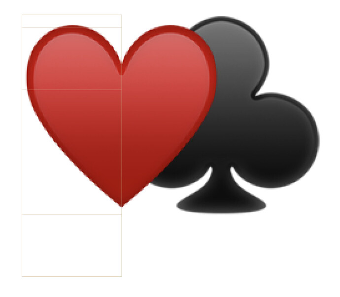 Hearts and clubs from Apple Color Emoji